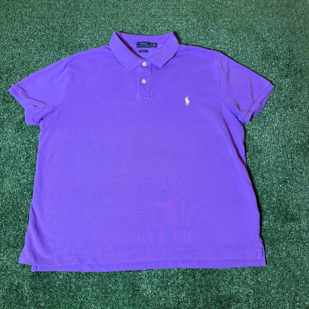 Polo Ralph Lauren Mens XL Classic Fit Purple Short Sleeve Polo Shirt Pony Logo
